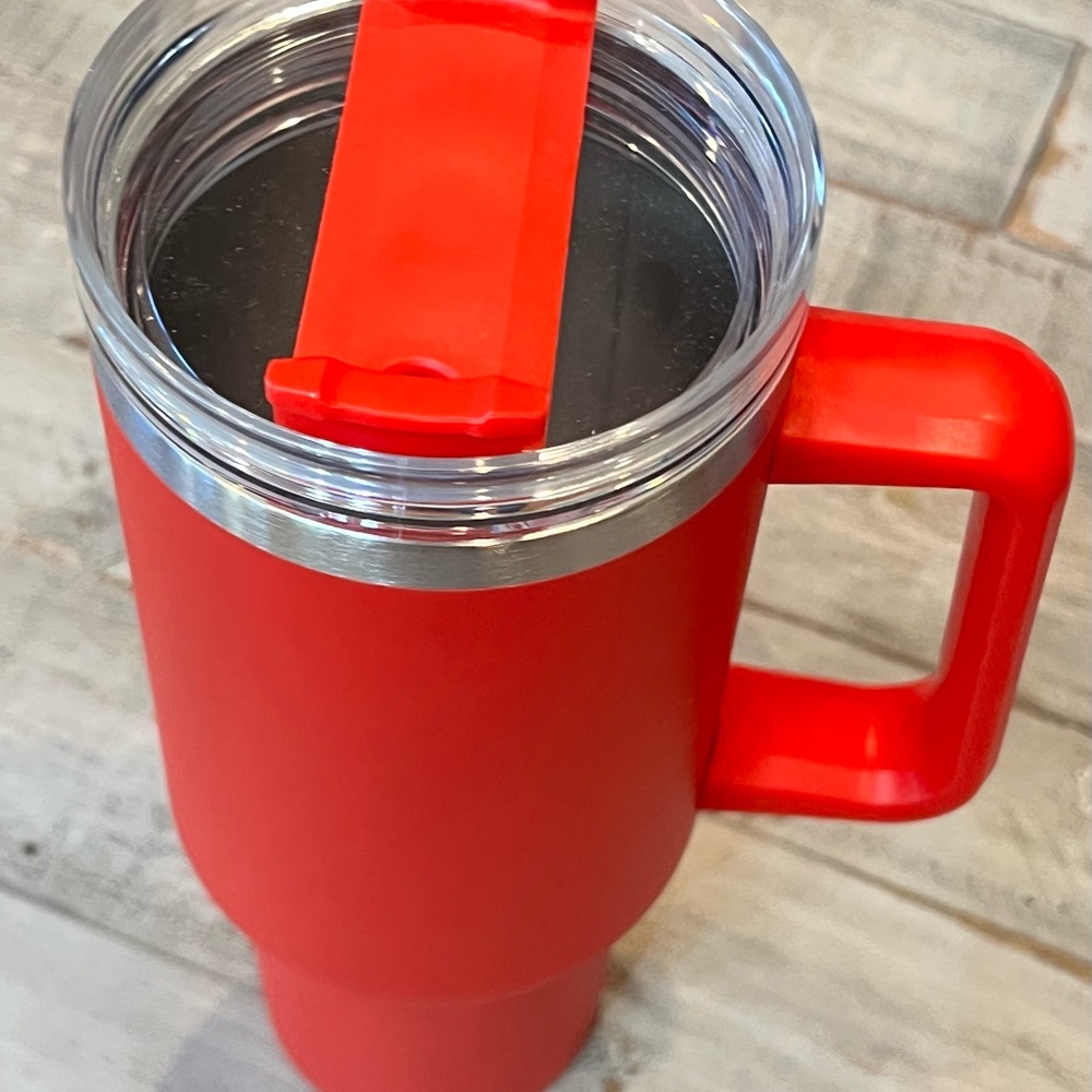 Red Insulated Travel Mug with Handle